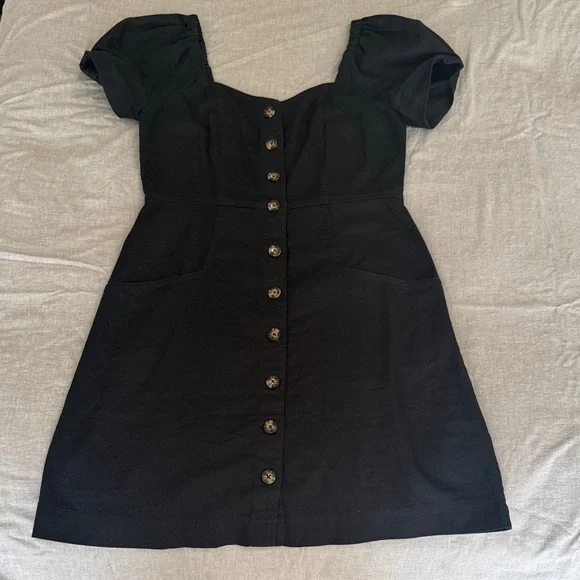 Madewell Black Button-Front Mini Dress - Picture 2 of 4